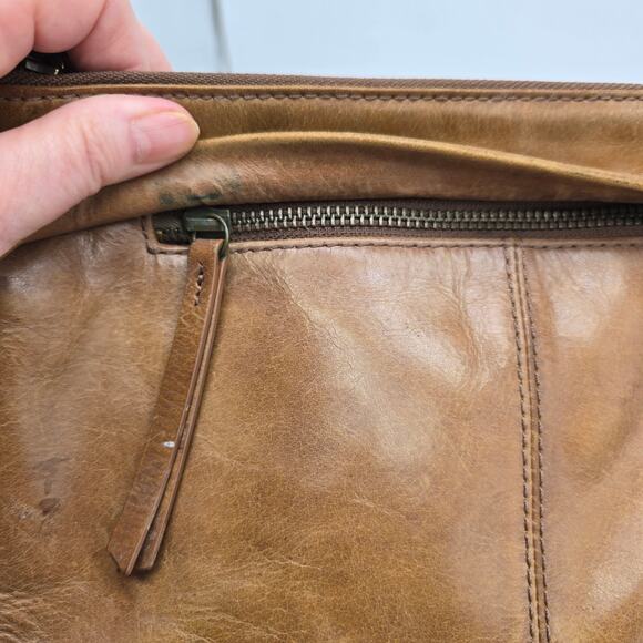Vintage Lucky Brand Women's Leather Double Zipper Crossbody Bag Handbag Brown - Picture 4 of 15